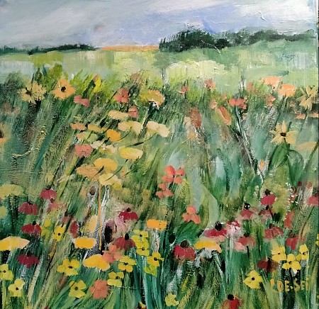 Bloemen veld painted by Loes Loe-sei Beks