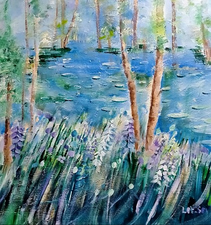 Uit de serie tuinen van Monet painted by Loes Loe-sei Beks