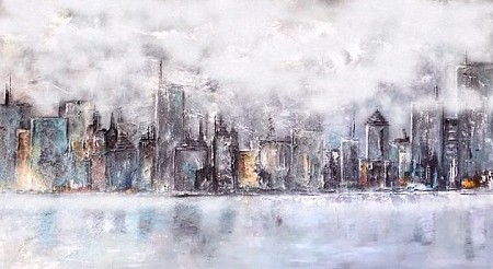 Foggy morning shrouded in mistery painted by Diney Berg