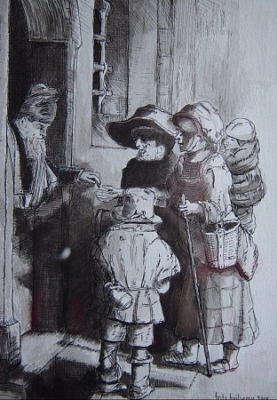 De bedelaars painted by Frits Hoitsema KUNSTSCHILDER