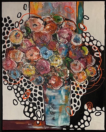 Black,White and Flowers painted by Imke de Vries